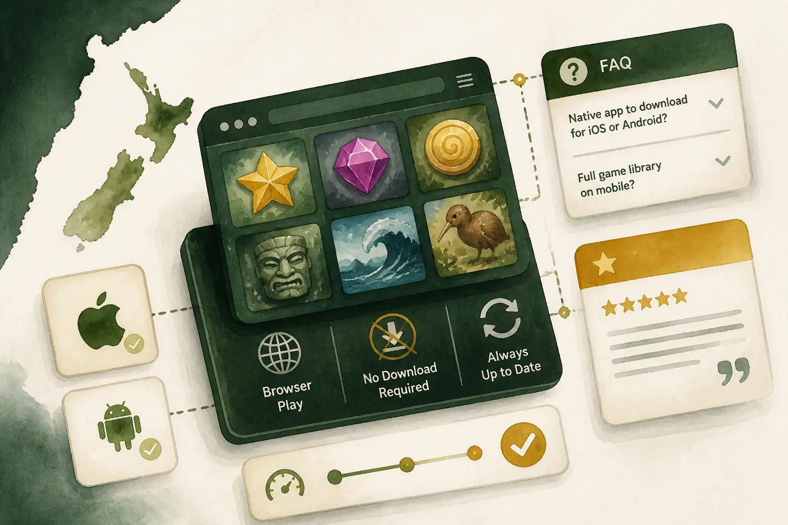 Kiwi Treasure App on Mobile visual guide for Kiwi Treasure Casino